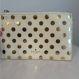 Kate Spade Cream Clutch with Gold Dots
